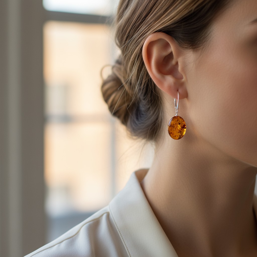 orecchini ambra monachella indossato