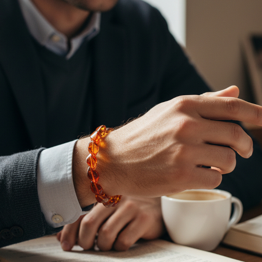 bracciale torchon cognac indossato