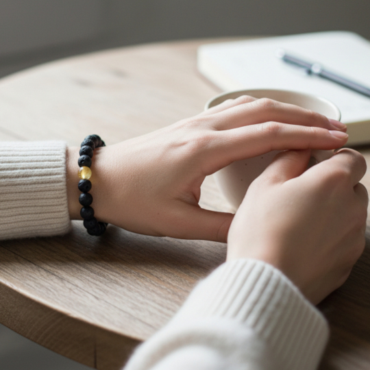 bracciale inserto bianco indossato